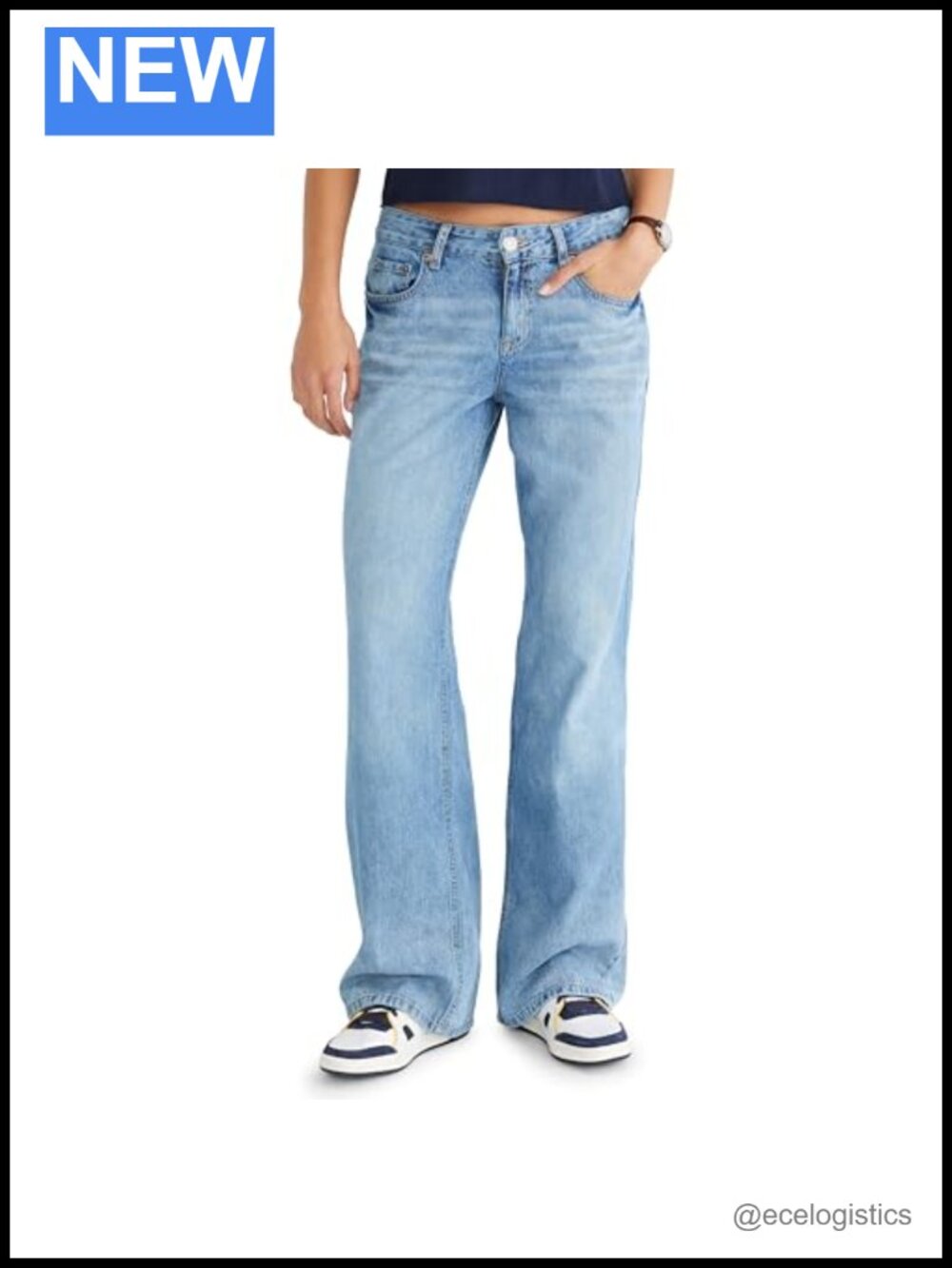 Low Rise Baggy Wide Leg Jeans Recycled Cotton Rigid Denim